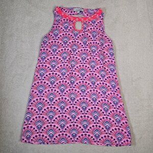 Ava Lynn Halter Dress Size Small Pink Geometric Nautical Art Deco Keyhole Summer